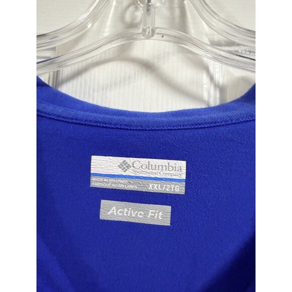 COLUMBIA MEN'S (2XL) BLUE ACTIVE FIT CASUAL OUTDOOR POLO GOLF STRETCH SHIRT - Picture 3 of 4